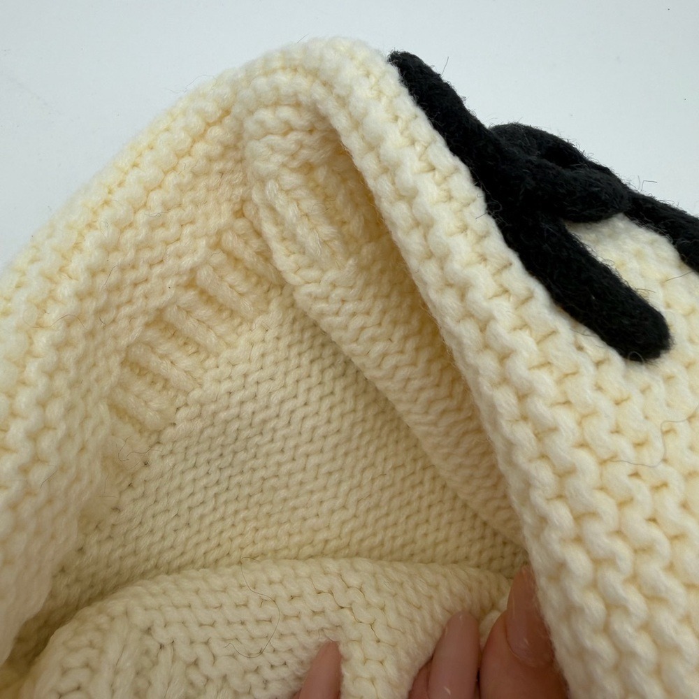 Ivory Knit Beanie with‎ Black CC Logo - Picture 6 of 6